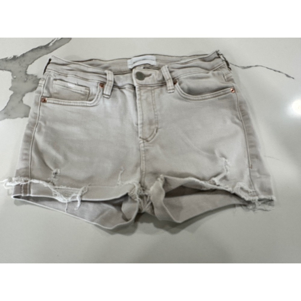 Dear John Gigi Short Womens 26 Light Tan Denim Cut Off Frayed Hem Distressed